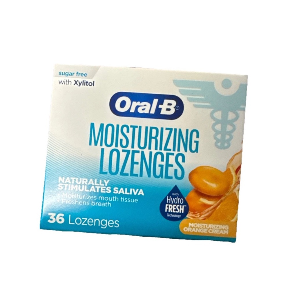 1 Oral-B Moisturizing Lozenges Sugar Free  Xylitol Orange Cream 36 Ct